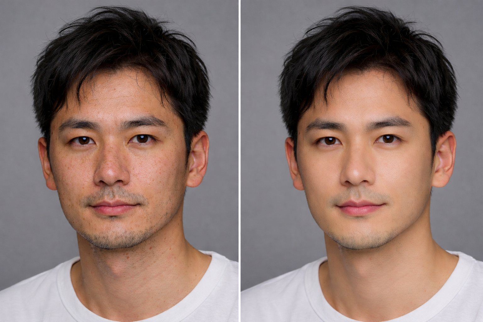 清潔感のある肌補正のBefore / After